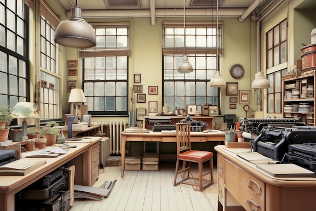 Free photo classic wooden office