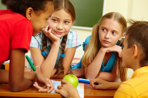 Classmates doing homework together