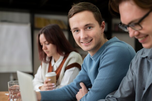 Classmates learning together during group study