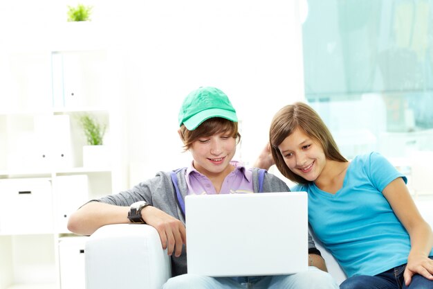 Classmates studying at home