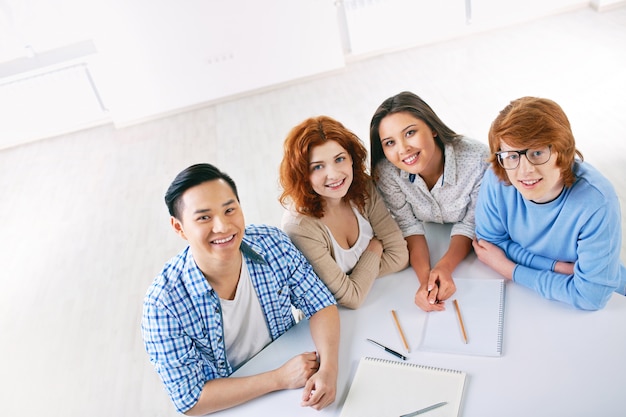 Classmates studying together