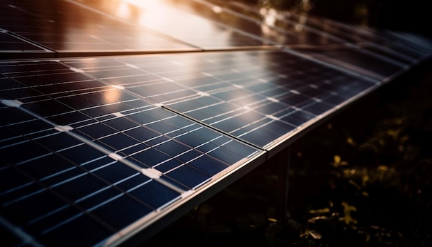 Clean electricity from solar panels powers industry efficiently generated by AI