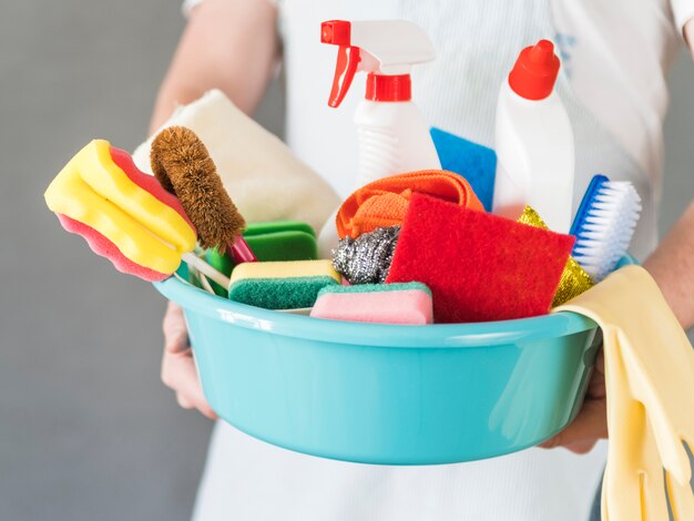 Cleaning concept with bucket