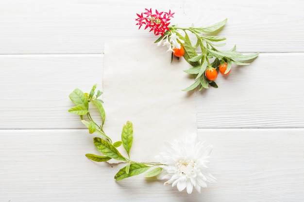 Clear paper and colorful flowers