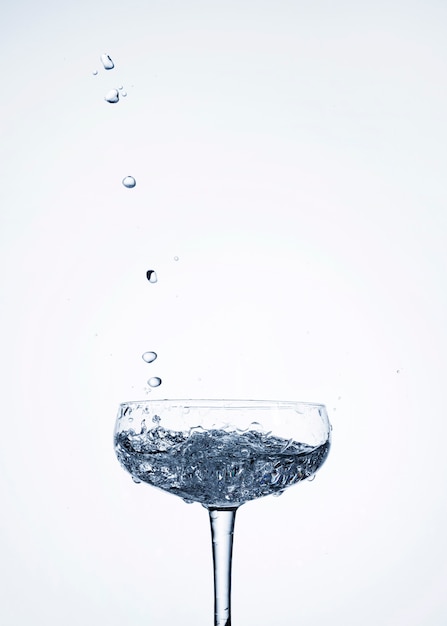 Clear water in glass with empty space