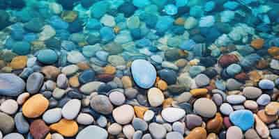 Бесплатное фото Чистая вода показывает галечную мозаику природы произведения искусства