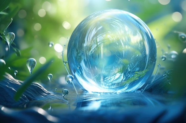 Free photo clear water sphere