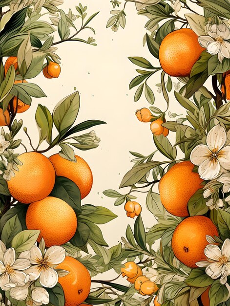 clementines and orange blossoms frame