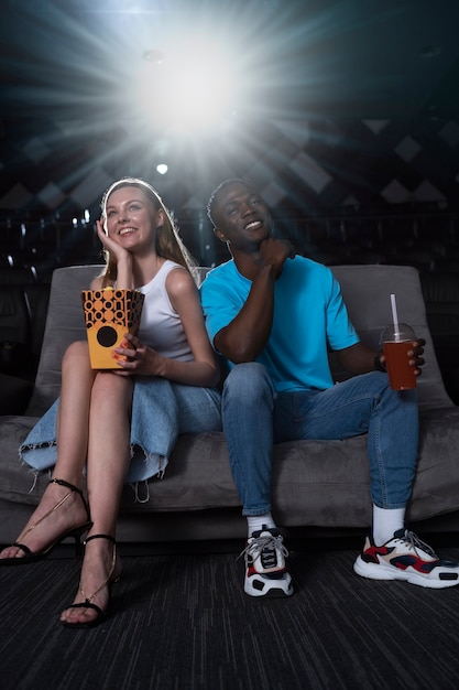 Free photo client in dark vip cinema studio