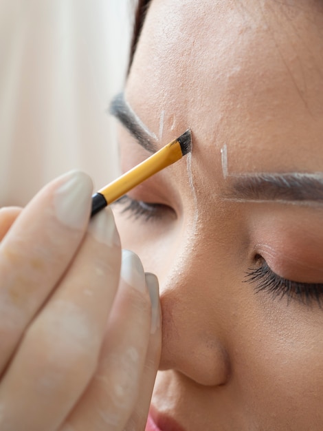 Client going through a microblading treatment