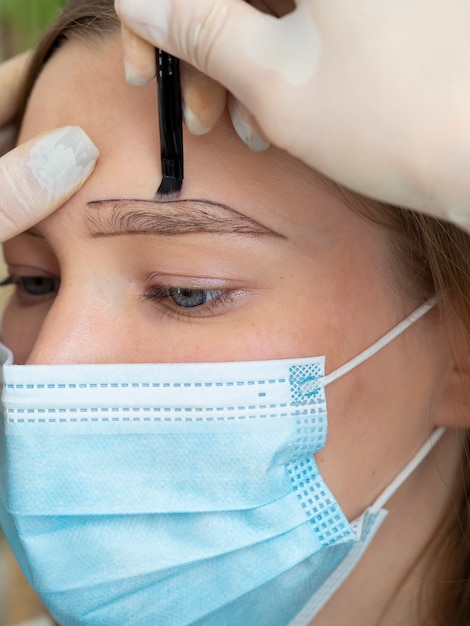 Client going through a microblading treatment