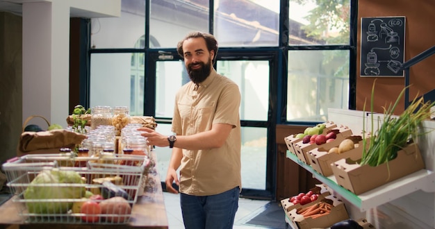 Client shopping in eco supermarket