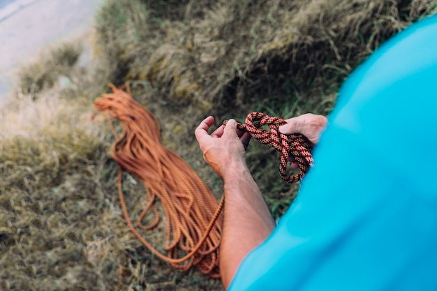 Climber with rope