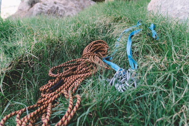 Climbing rope in grass