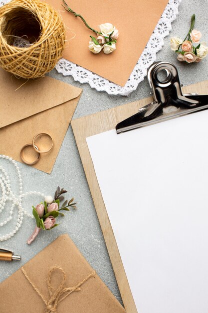 Clipboard copy space wedding beauty concept