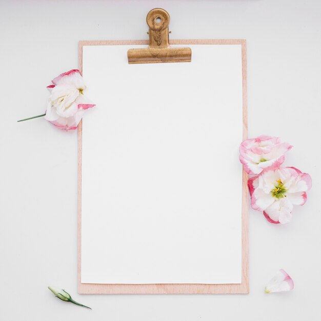 Clipboard and flowers