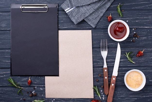 Clipboard with cutlery