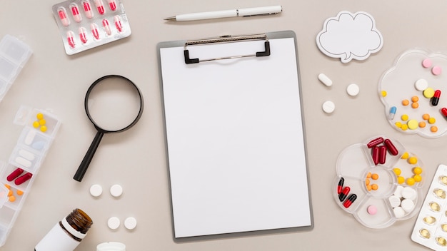 Clipboard with pills frame