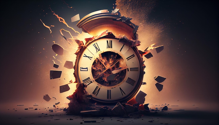 Free Photo clock face glowing at midnight time up generative ai
