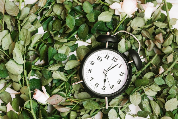 Free photo clock in green and roses