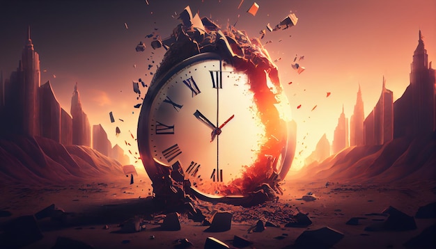 Clock night time illustration midnight old backgrounds generative AI