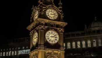 Free photo clock tower illuminates famous london town hall generated by ai