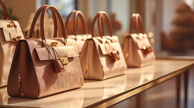 A close look at luxury handbags on display