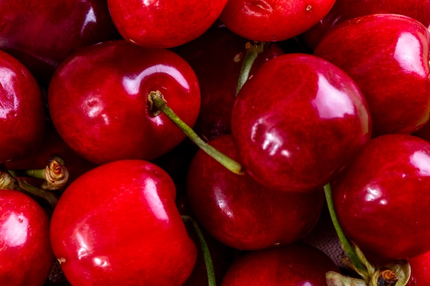 close top view cherries background