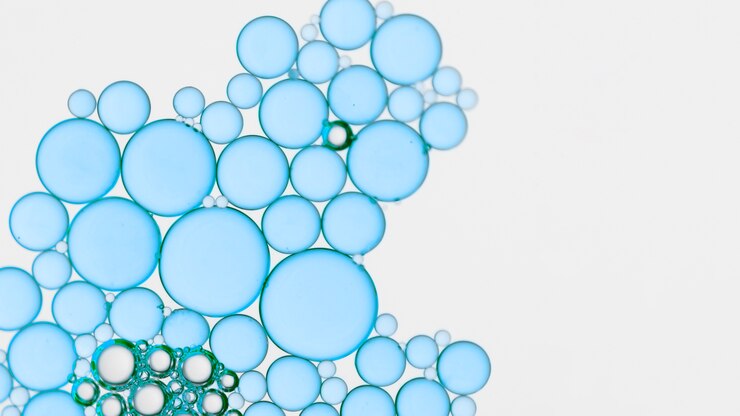 Free Photo close-u abstract blue bubbles