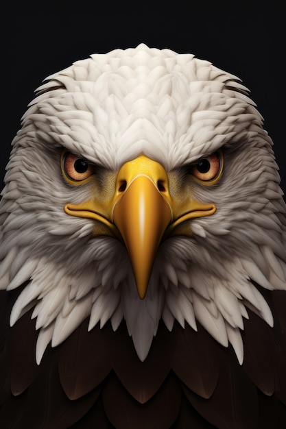 Close-up of 3d eagle head