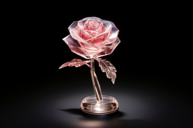 Close up on 3d rendering of glass rose