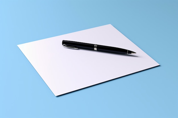 Free photo close up on 3d rendering of pen with paper