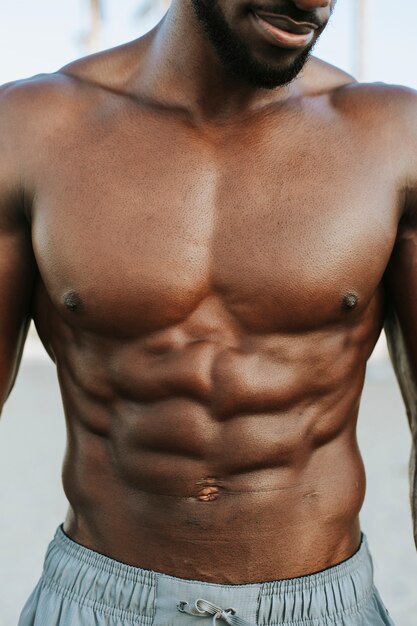 Close up of abs on a fit man