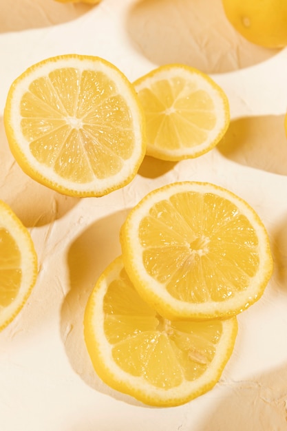 Close-up acid slices of lemon