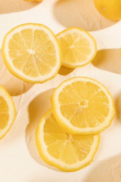 無料写真 レモンのクローズアップの酸のスライス