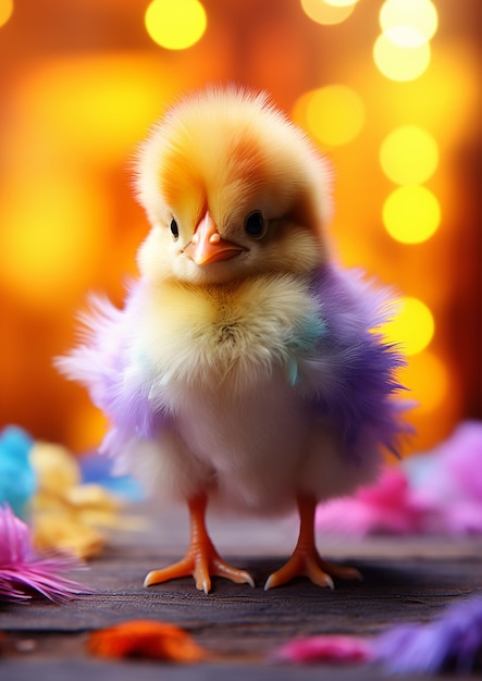 Free photo close up on adorable baby chick