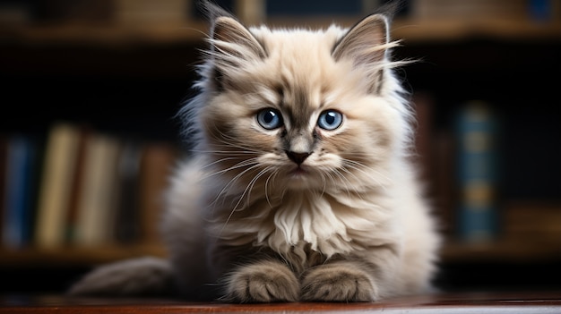 close up on adorable kitten indoors