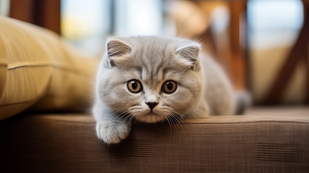 Free photo close up on adorable kitten indoors