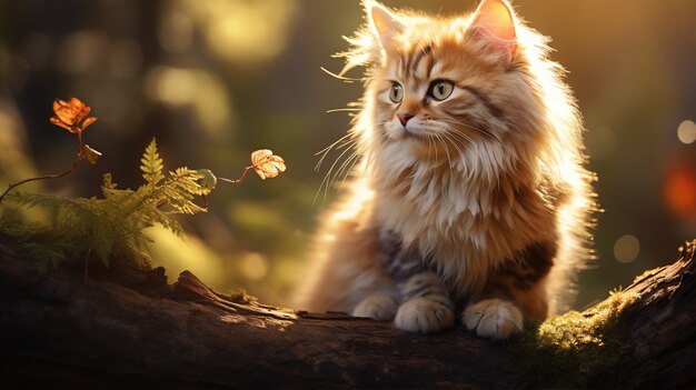 Close up on adorable kitten outdoors