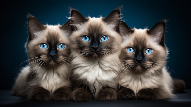 Foto gratuita primo piano su adorabili gattini fianco a fianco