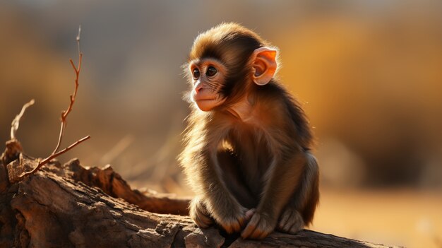 Close up on adorable monkey baby