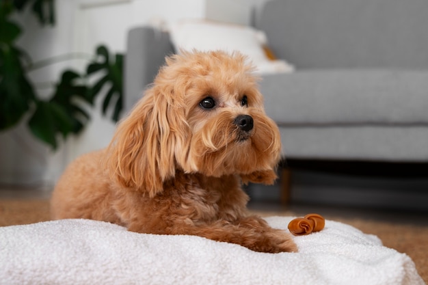 Close up on adorable pet eating