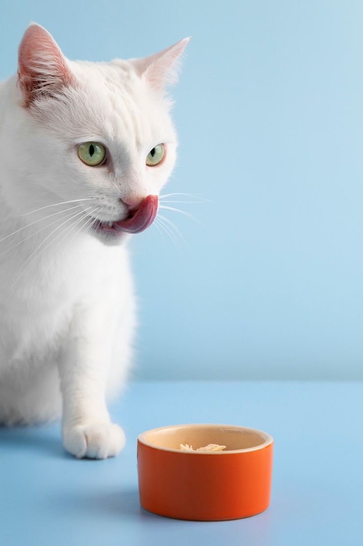 Free Photo close up on adorable pet eating