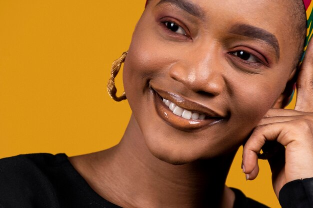 Close-up african woman wearing traditional accessories