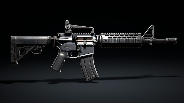 Free photo close up on ak-47 showcased over black background