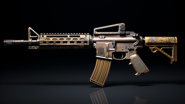 Close up on ak-47 showcased over black background