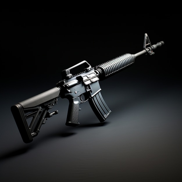 Free photo close up on ak-47 showcased over black background