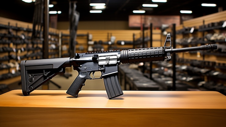 無料Photo 店内に展示されているak-47をクローズアップ