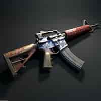 Free photo close up on ak-47 with us flag decoration