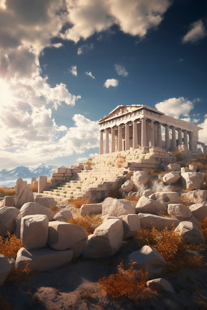 Close up on ancient greece  temple